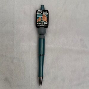 Teal and Gray Pen with 'Dad' Design and Papa Father’s Day. Grandparents Day.